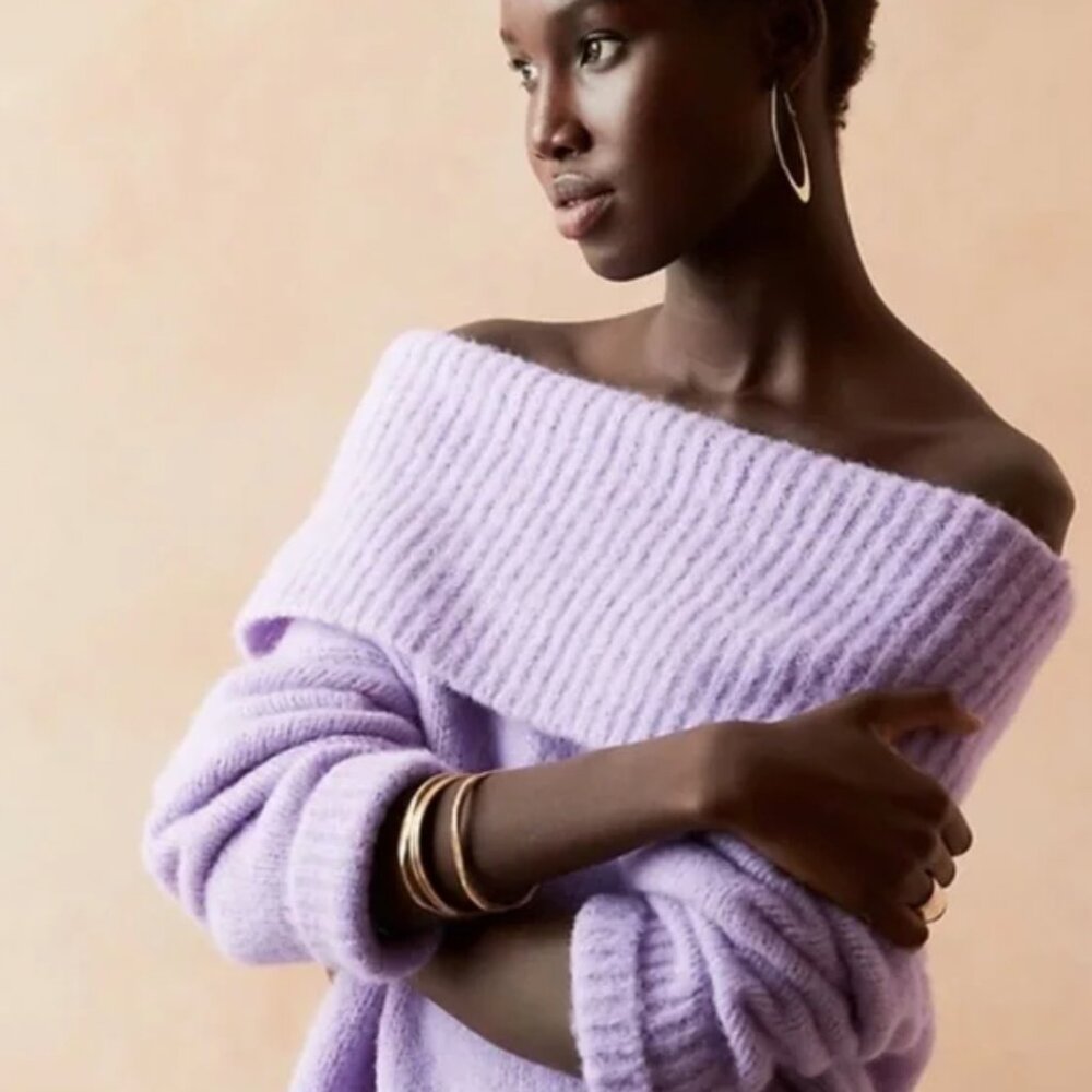 Banana Republic Oversized Cowl-Neck Sweater Tunic (Purple)